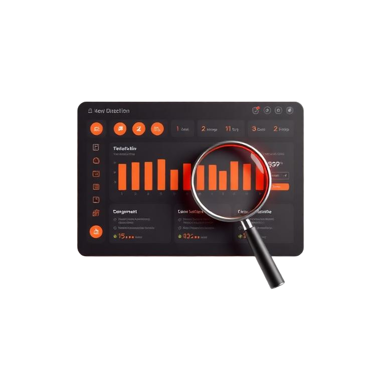 Painel de controle com lupa sobre os dados de resgate