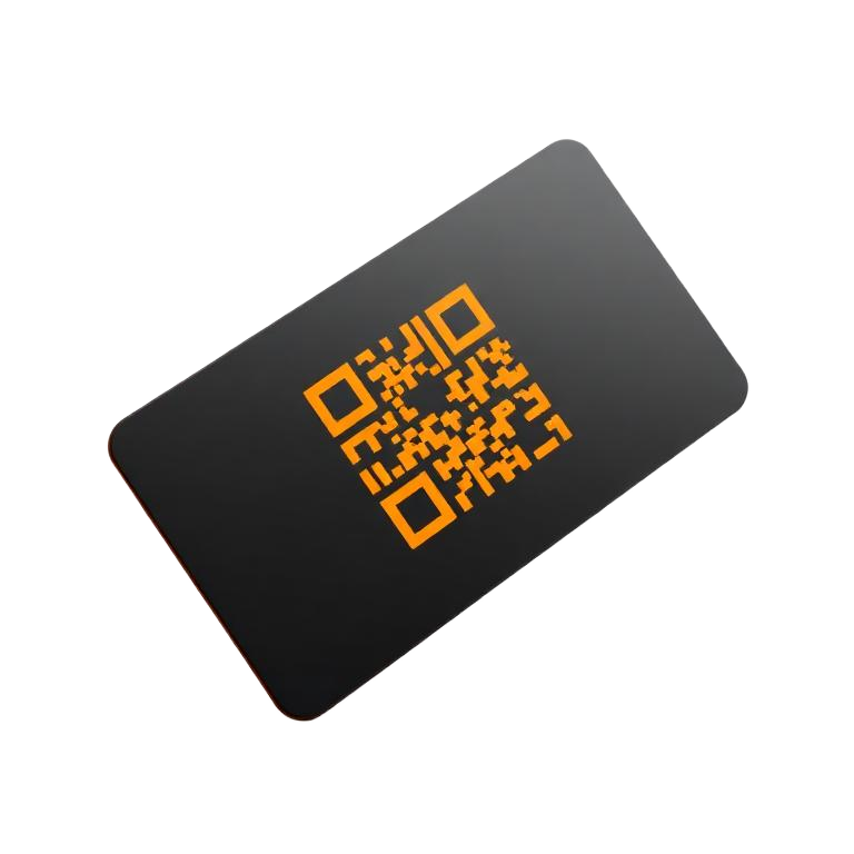 Cartão preto com QR code laranja