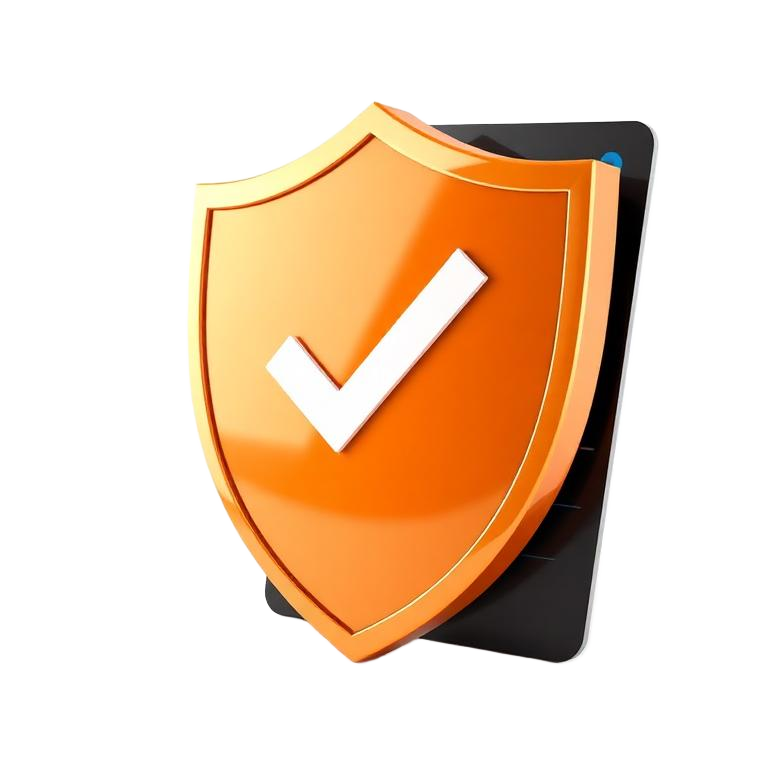 Escudo laranja com check protegendo um giftcard