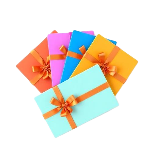 Vários giftcards coloridos agrupados em combo