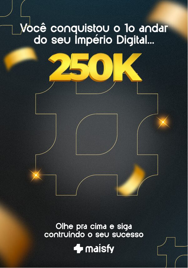 Placa de premiação Maisfy por 250 mil em vendas